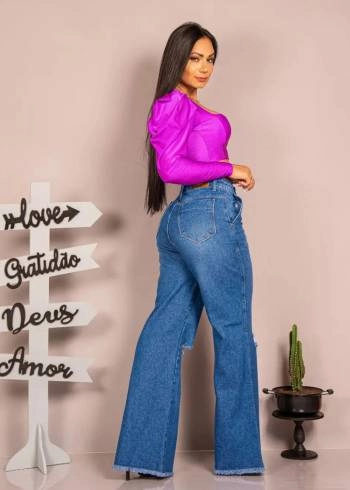 Calça Jeans Wide Leg